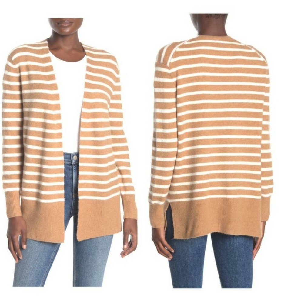 Madewell Cozy Wool Blend Short Walker Stripe Cardigan Sweater Size Mediu…